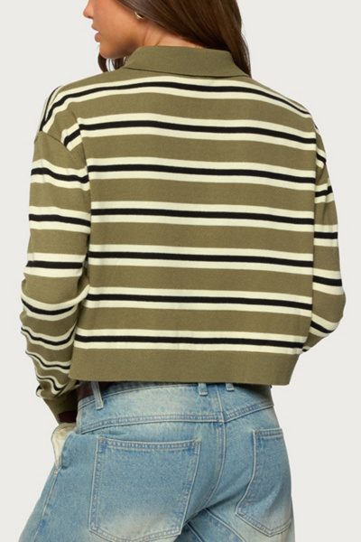 Edikted Shelby Striped Polo Sweater