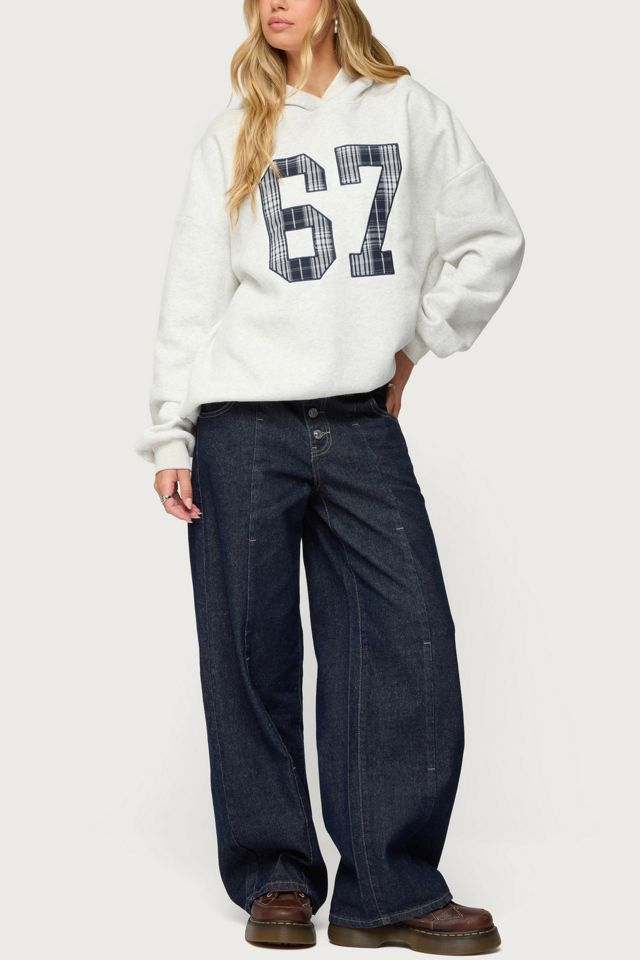 Edikted Polley Button Up Low Rise Baggy Jeans #1