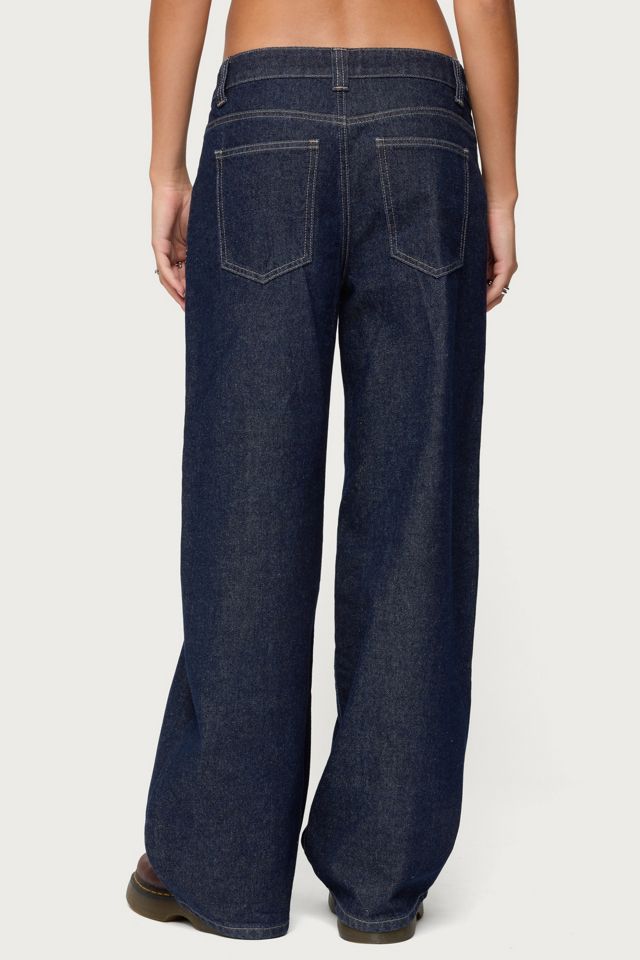 Edikted Polley Button Up Low Rise Baggy Jeans #4