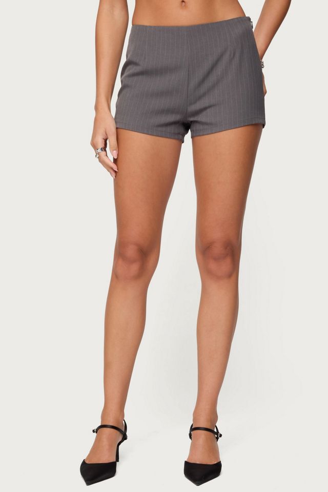 Edikted Riya Pinstripe Tailored Micro Shorts #3