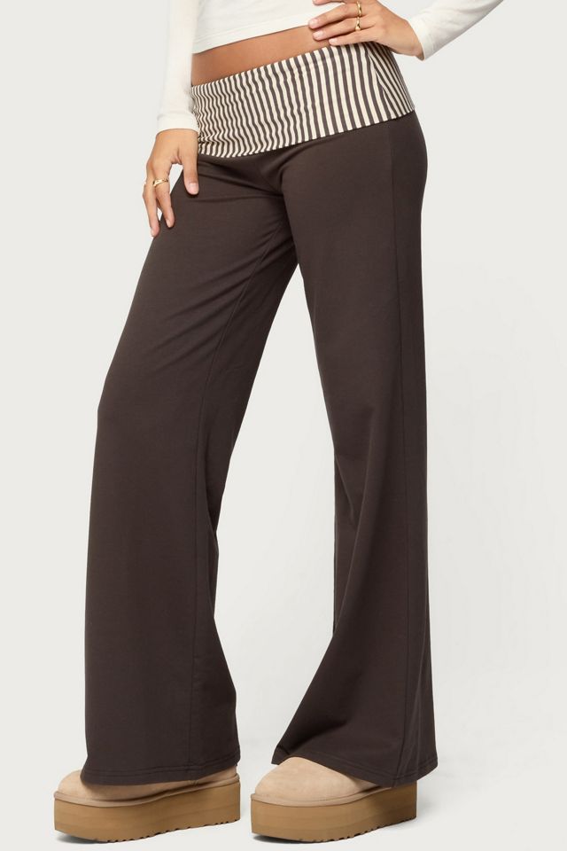 Edikted Meshey Striped Fold Over Pants #3