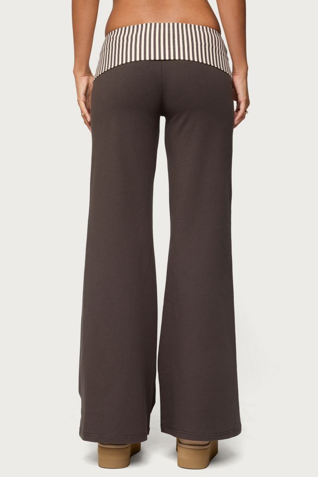 Edikted Meshey Striped Fold Over Pants #4