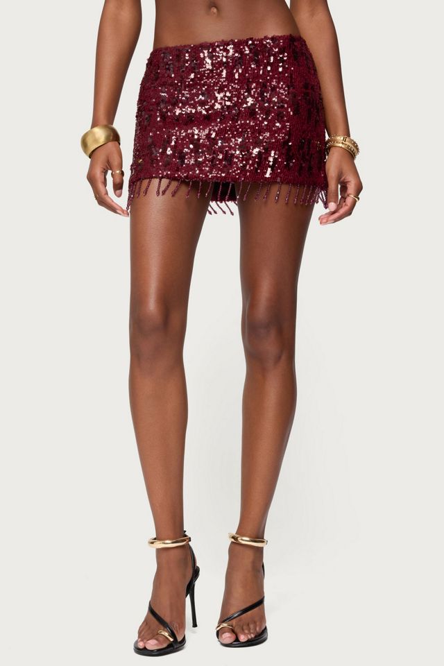 Edikted Dalis Fringed Sequin Mini Skirt #1