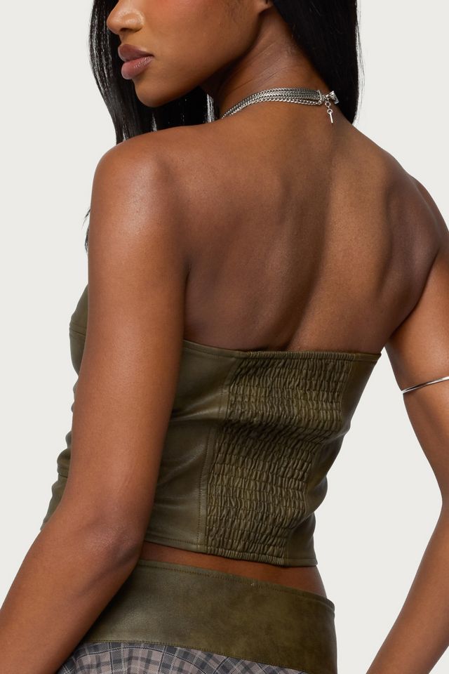 Edikted Varley Buckle Cutout Faux Leather Top #4