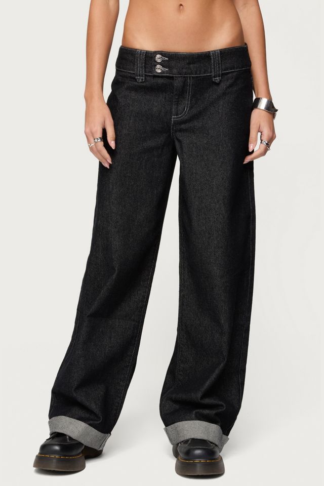 Edikted Cuffed Low Rise Straight Leg Jeans #1