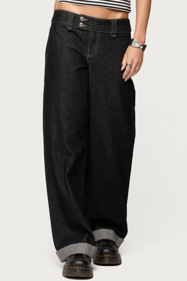 Edikted Cuffed Low Rise Straight Leg Jeans #3