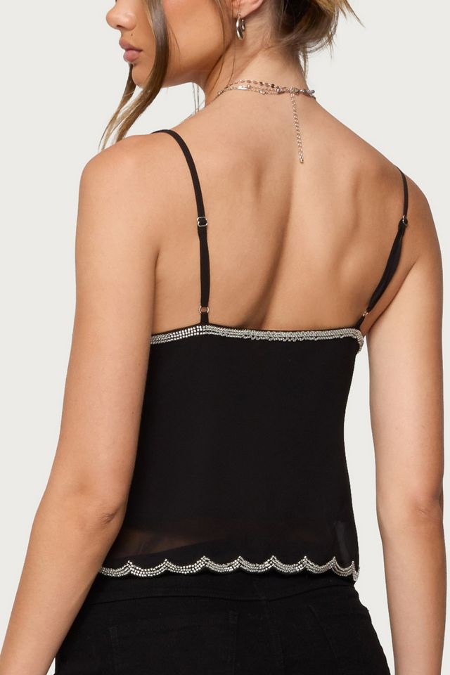Edikted Opal Bead & Sequin Chiffon Tank Top #4
