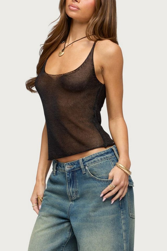 Edikted Meena Shiny Knit Tank Top #3