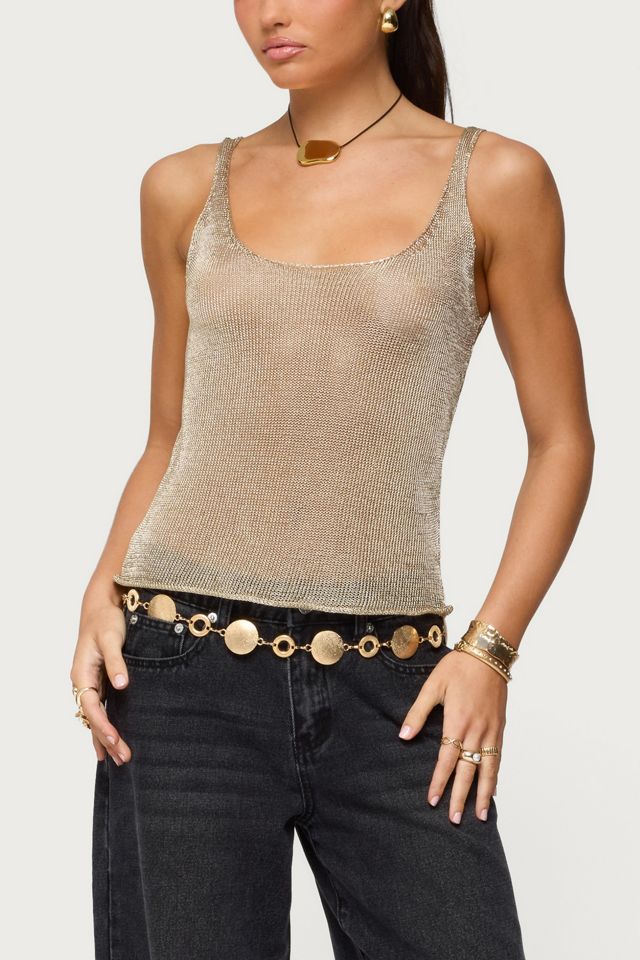 Edikted Meena Shiny Knit Tank Top #3