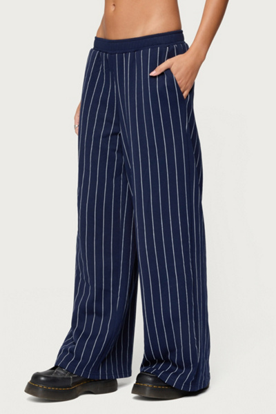 Edikted Mercer Pinstripe Wide Leg Sweatpants