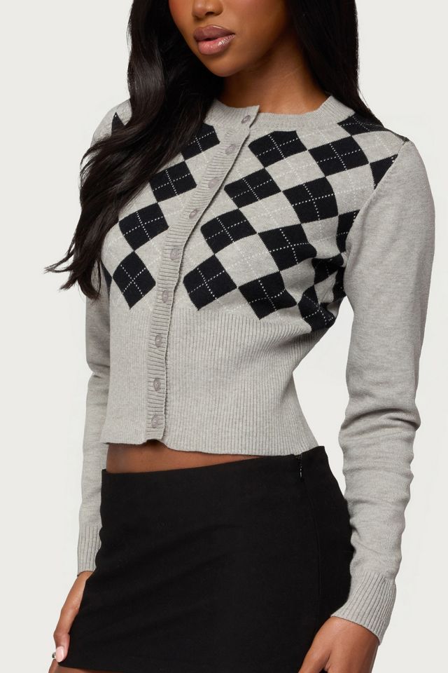 Edikted Noya Argyle Knit Cardigan #2