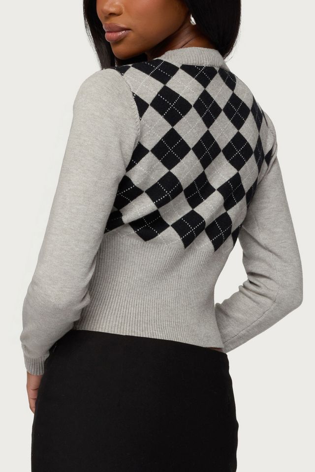 Edikted Noya Argyle Knit Cardigan #4
