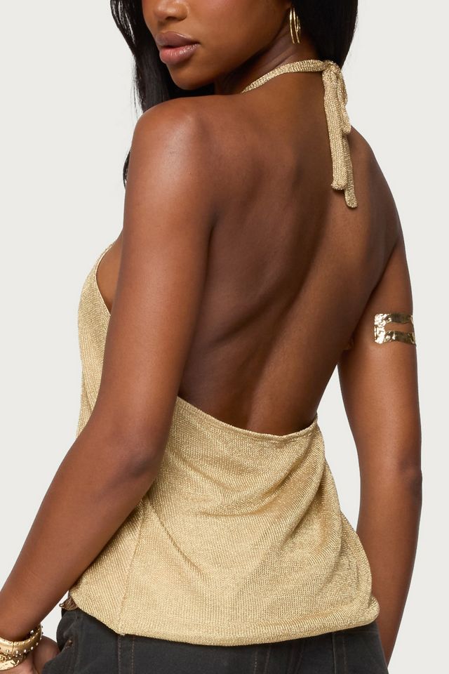 Edikted Stasia Sparkly Knit Split Front Top #4