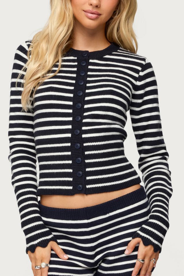 Edikted Soren Contrast Striped Knit Cardigan #1