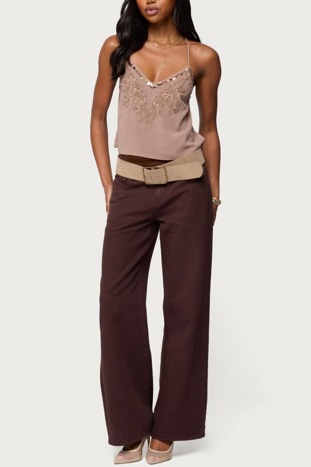 Edikted Sorina Embellished V Neck Top #1