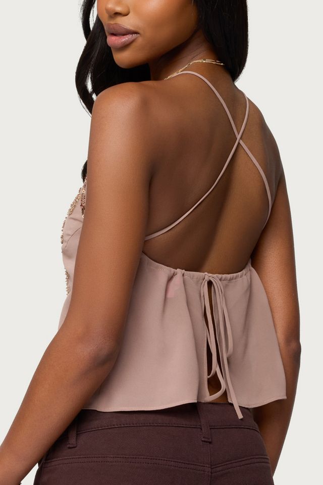 Edikted Sorina Embellished V Neck Top #4