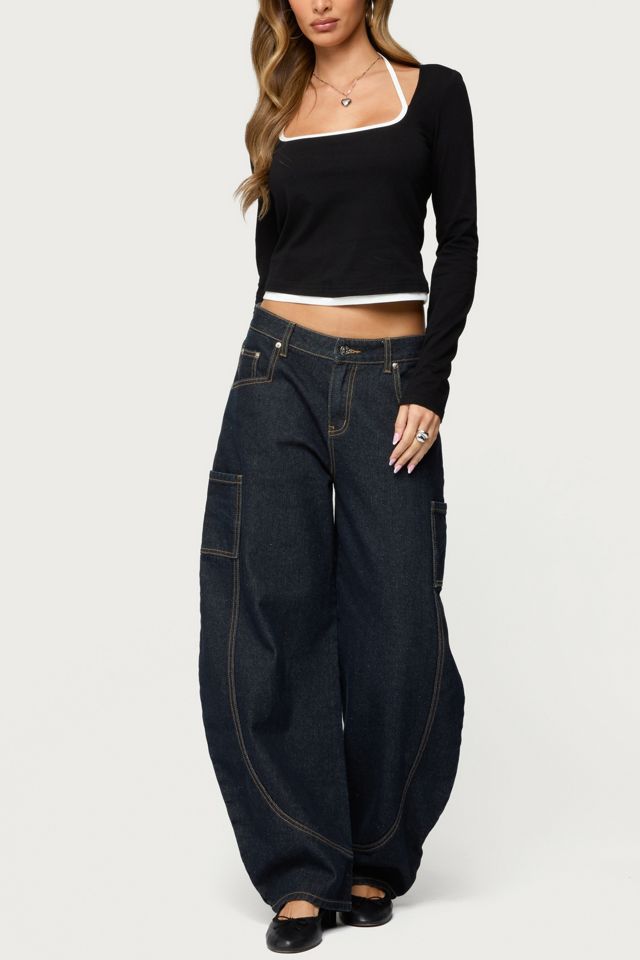 Edikted Ksenia Contrast Layered Square Neck Top #1