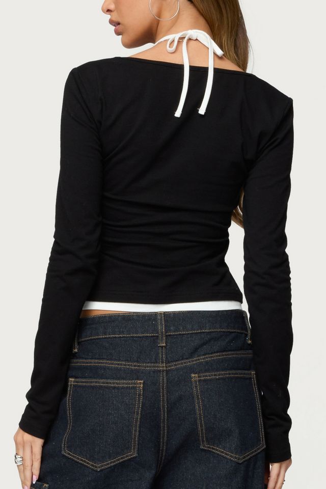 Edikted Ksenia Contrast Layered Square Neck Top #4