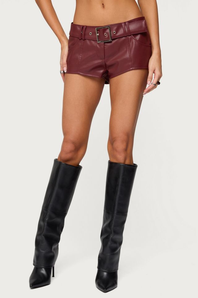 Edikted Alba Faux Leather Shorts #1