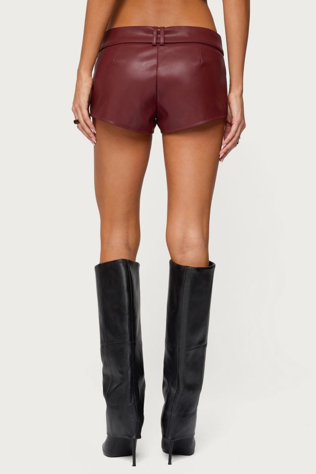 Edikted Alba Faux Leather Shorts #3