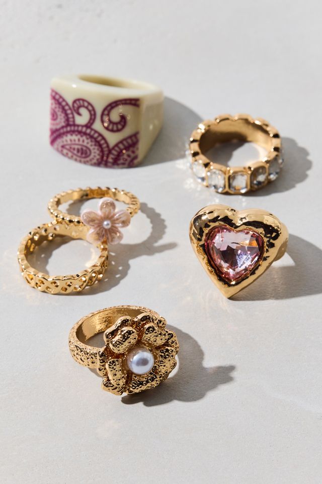 Floral Gem Eclectic Rings Set #1