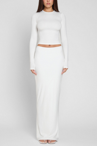 Leau Everyday Jersey Maxi Skirt In White, Women's At Urban Outfitters
