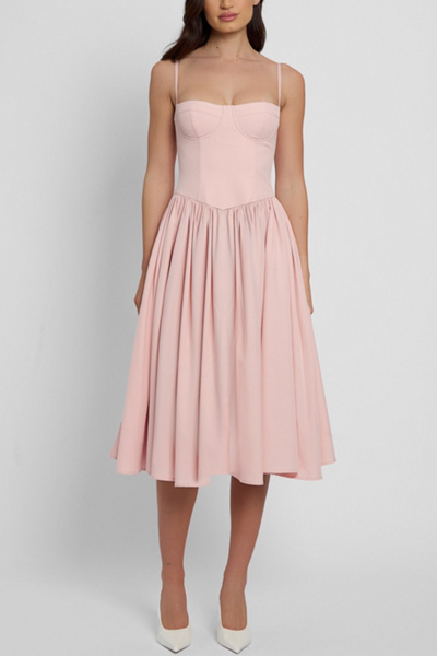 Leau Ballerina Bustier Midi Dress In Pink, Women's At Urban Outfitters