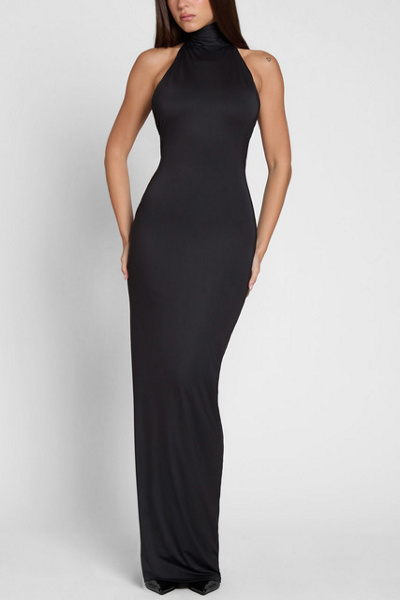 Leau Alaia Drape Maxi Dress In Black, Women's At Urban Outfitters