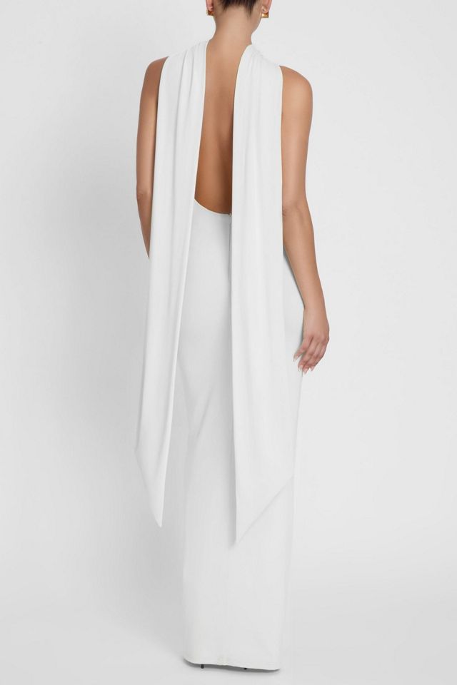 white christmas dresses Labeca Alaia White Linen Twist Maxi Dress