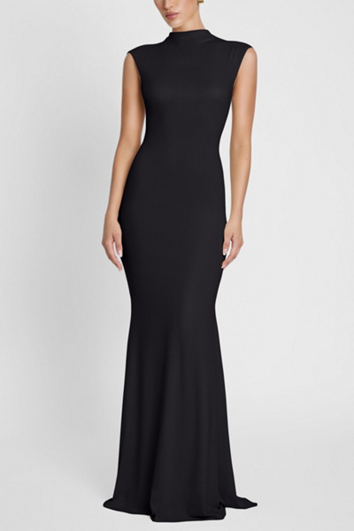 Leau Como Cap Sleeve Maxi Dress In Black, Women's At Urban Outfitters