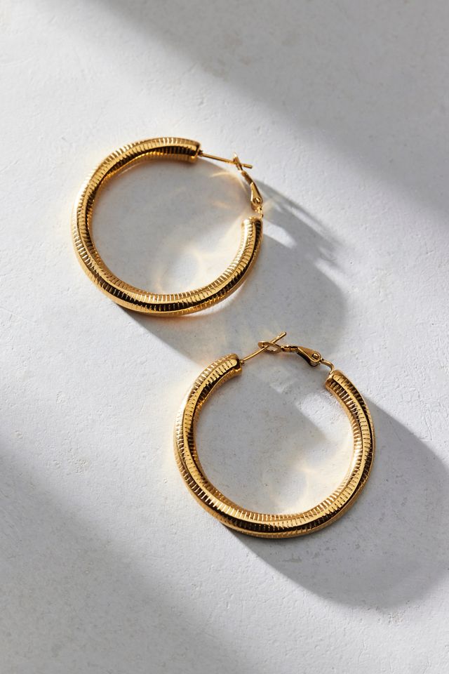 Waterproof Etched Hoop Earrings #1