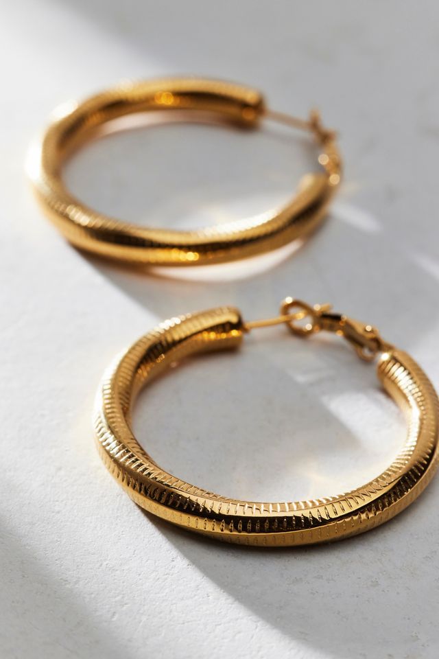 Waterproof Etched Hoop Earrings #2