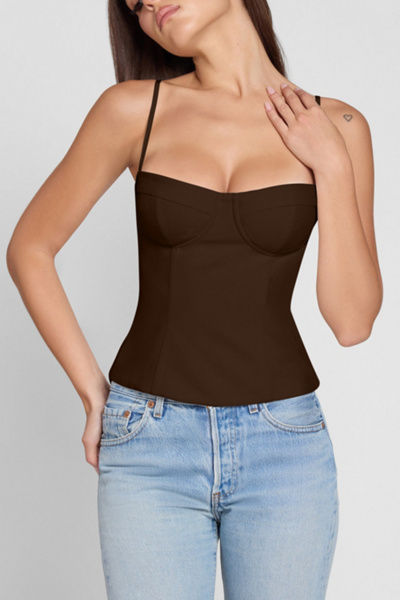 Leau Bali Bustier Corset Top In Brown, Women's At Urban Outfitters