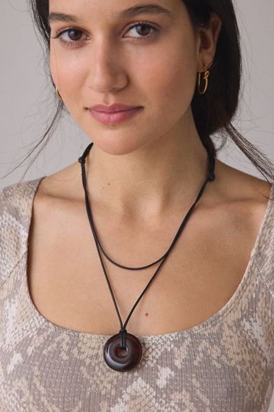 Court Pendant Corded Wrap Necklace