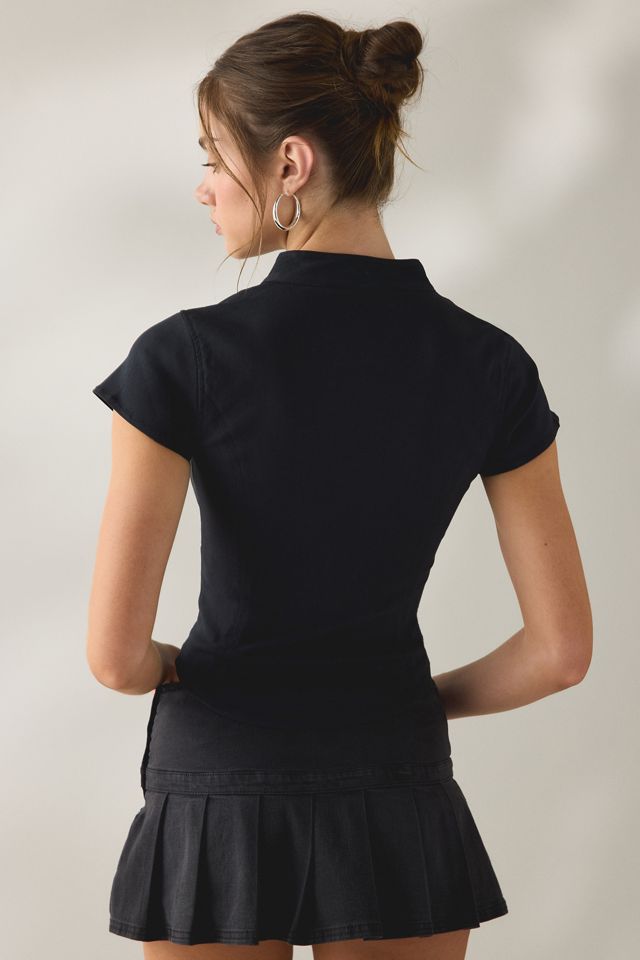 BDG Polly Zip-Front Slim Short Sleeve Shirt Jacket #3