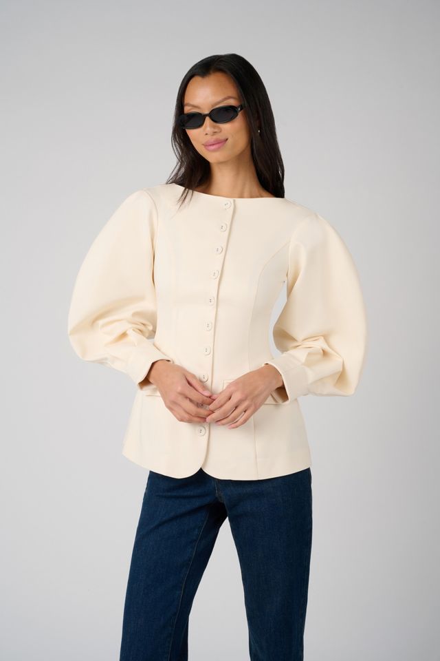WeWoreWhat Cocoon Sleeve Peplum Blazer #1