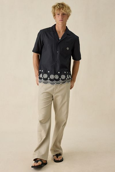 Les Deux Embroidered Border Button-Down Shirt