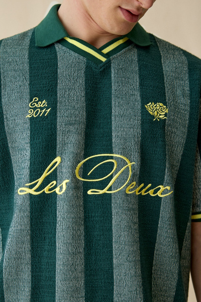 Les Deux Jacquard Stripe Short Sleeve Polo Sweater