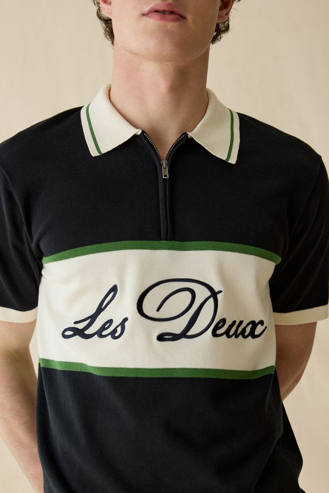 Les Deux Logo Quarter Zip Short Sleeve Polo Sweater #2