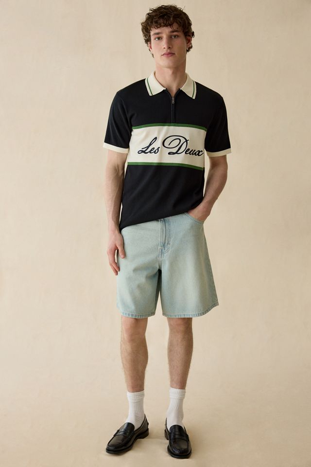 Les Deux Logo Quarter Zip Short Sleeve Polo Sweater #3