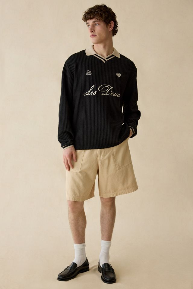 Les Deux Logo Waffle Knit Polo Sweater #4