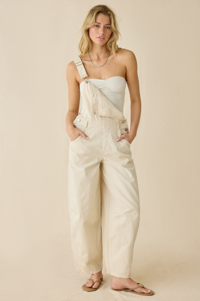 Bdg Rih Cotton Canvas Extreme Barrel-leg Overalls Pant In Ivory, Women's At Urban Outfitters In White