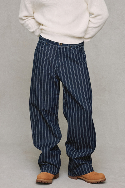 BDG Nitro Dual Pinstripe Baggy Fit Jeans in Vintage Denim Dark, Men's at Urban Outfitters