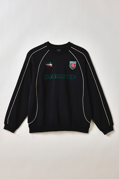 iets frans… Piping Trim Embroidered Soccer Crew Neck Sweatshirt