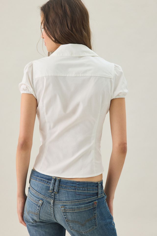 Kimchi Blue Clover Rounded Collar Short Sleeve Button-Down Shirt #3