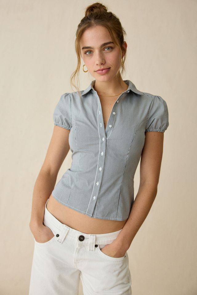 Chemise Kimchi Blue Clover à col arrondi et manches courtes boutonnée #4