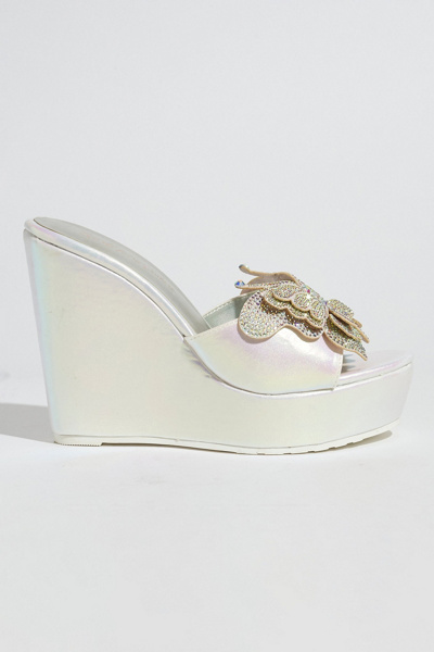 Sparkl Mackenzie Butterfly Wedge Heel In Silver, Women's At Urban Outfitters