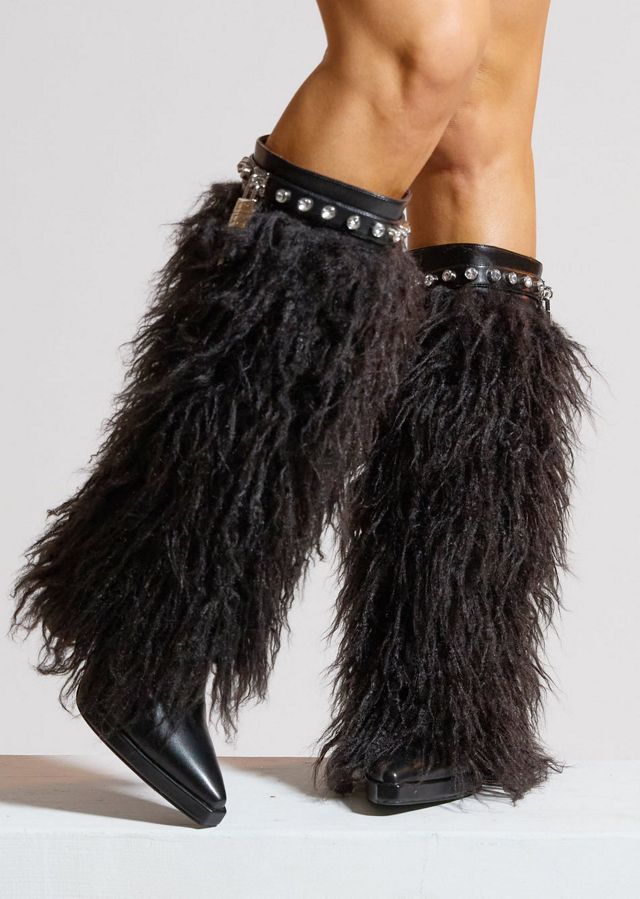 Sparkl Faux Fur Heeled Boot #1