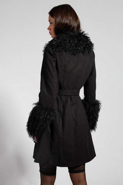 Sparkl Faux Fur Trench Coat
