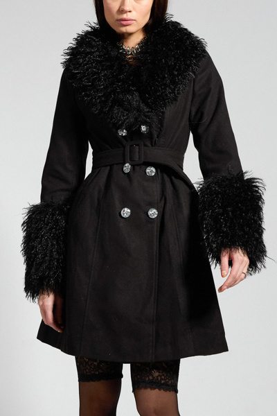 Sparkl Faux Fur Trench Coat